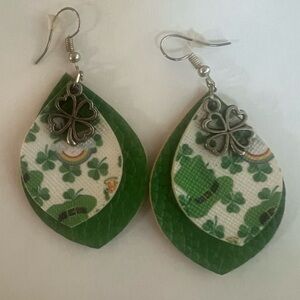 Green Clover Drop Earrings
